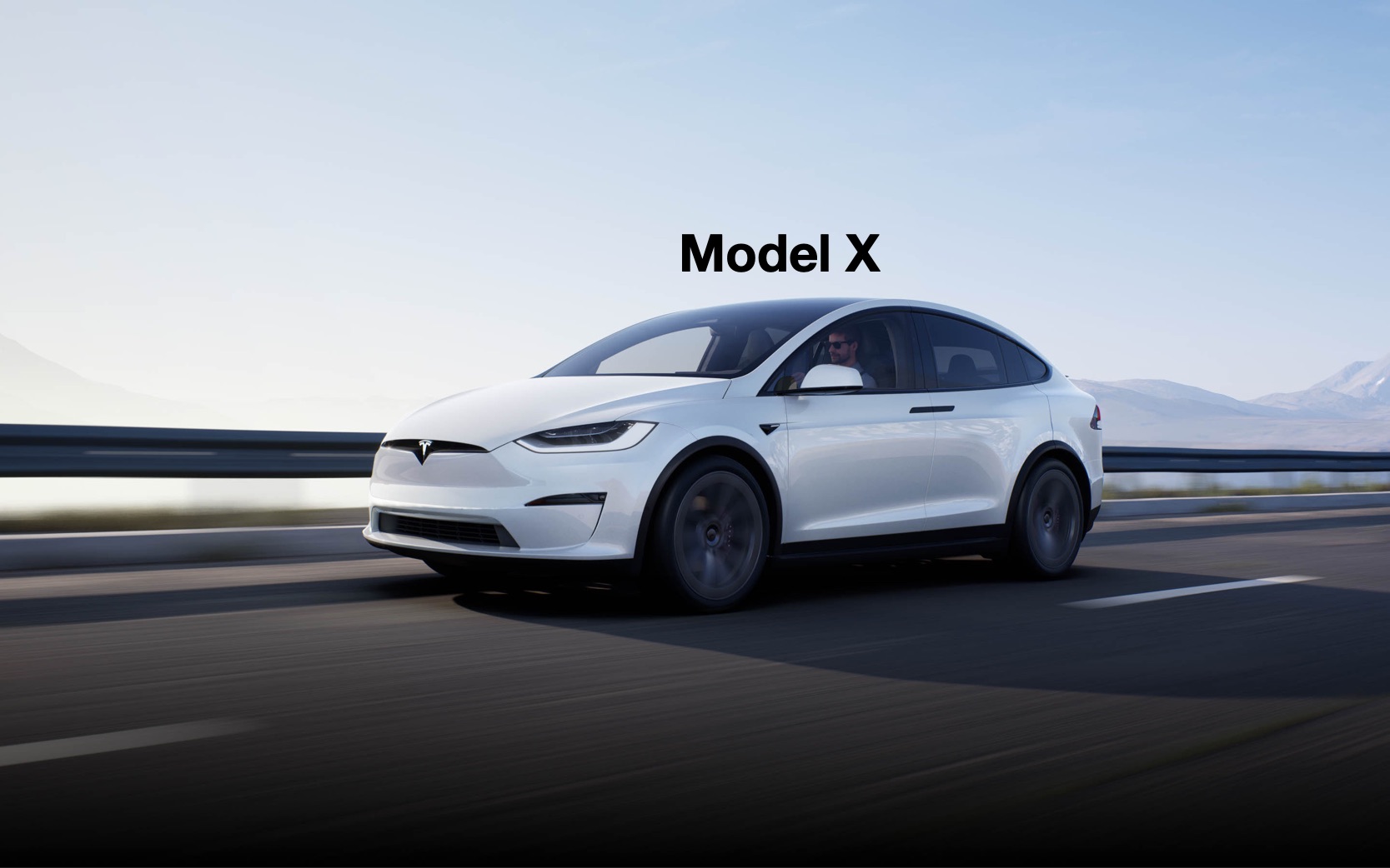 Weißes Tesla Model X auf einer Straße